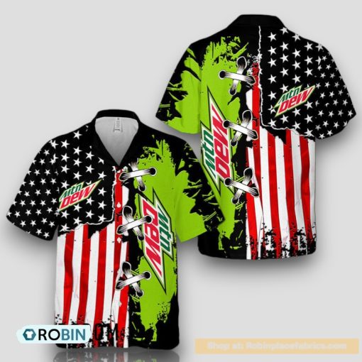Vintage USA Flag Mountain Dew Hawaiian Shirt