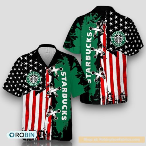 Vintage USA Flag Starbucks Hawaiian Shirt