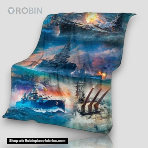 Warships At The Seas Us Navy Fleece Throw Blanket