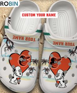 Snoppy Hug MLB Baltimore Orioles Crocs Shoes