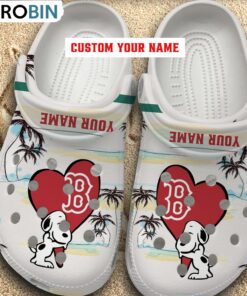 Snoppy Hug MLB Boston Red Sox Crocs Shoes