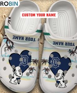 Snoppy Hug MLB Detroit Tigers Crocs Shoes