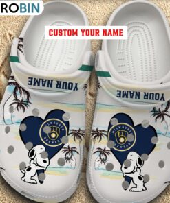 Snoppy Hug MLB Milwaukee Brewers Crocs Shoes Snoppy Hug MLB Milwaukee Brewers Crocs Shoes