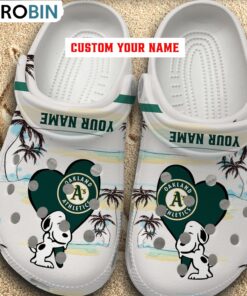 Snoppy Hug MLB Oakland Athletics Crocs Shoes Snoppy Hug MLB Oakland Athletics Crocs Shoes