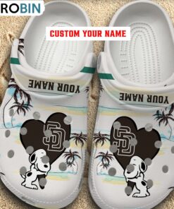 Snoppy Hug MLB San Diego Padres Crocs Shoes Snoppy Hug MLB San Diego Padres Crocs Shoes
