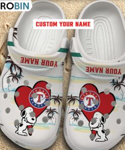Snoppy Hug MLB Texas Rangers Crocs Shoes Snoppy Hug MLB Texas Rangers Crocs Shoes