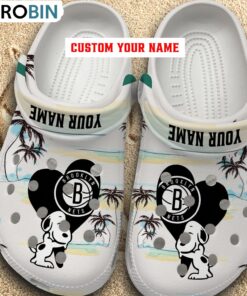 Snoppy Hug NBA Brooklyn Nets Crocs Shoes