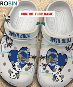 Snoppy Hug NBA Golden State Warriors Crocs Shoes