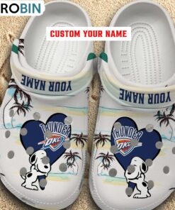 Snoppy Hug NBA Oklahoma City Thunder Crocs Shoes