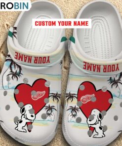 Snoppy Hug NHL Detroit Red Wings Crocs Shoes