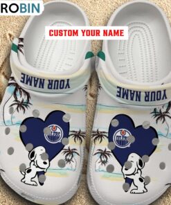 Snoppy Hug NHL Edmonton Oilers Crocs Shoes