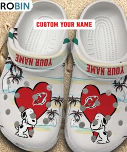 Snoppy Hug NHL New Jersey Devils Crocs Shoes Snoppy Hug NHL New Jersey Devils Crocs Shoes