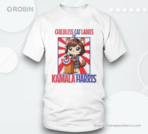 Childless Cat Ladies For Kamala Harris Cartoon Shirt