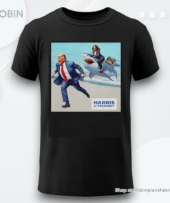 Donald Trump And Kalama Harris Riding Shark Harris For President 2024 Shirt