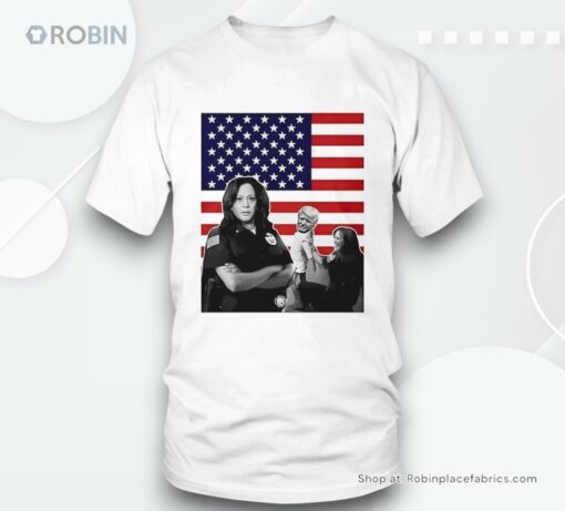 Kamala Harris Arresting Trump Police American Flag Shirt