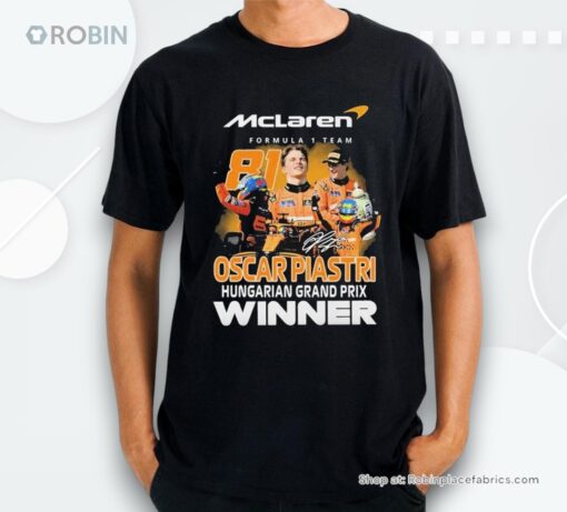 Oscar Piastri Hungarian Grand Prix Winner Mclaren Formula 1 Team Signature Shirt