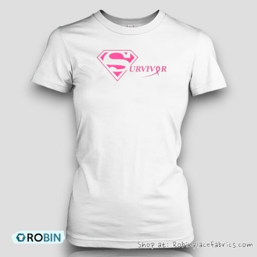 Survivor Breast Cancer Superman Logo Shirt