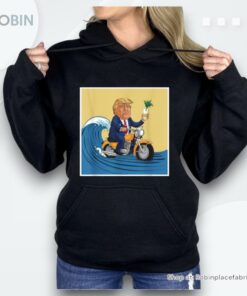 Trump Poster Design Surfing On A Bike With A Drink Shirt