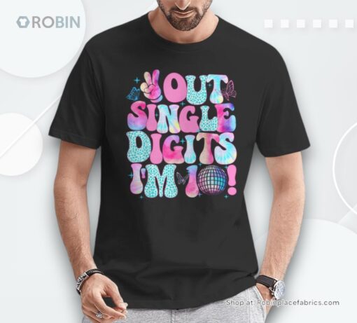 10 Year Old Girl Birthday Groovy Peace Out Single Digits Unisex Shirt