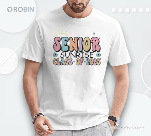 1st Day Of Senior Sunrise 2025 Back To School Groovy Unisex Shirt