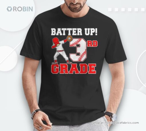3rd Grade Back To School Batter Up Baseball Boys Students Unisex Shirt