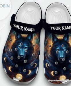 Custom Name Wolf Bohemian 6 Rubber clog Shoes Comfy Footwear