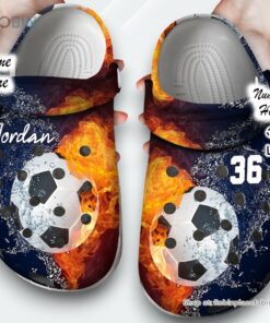 Custom Personalized Fire and Water Soccer Clog Shoes