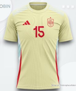 David García 15 Spain National Team 2024 Away Kits AOP T shirt   Yellow