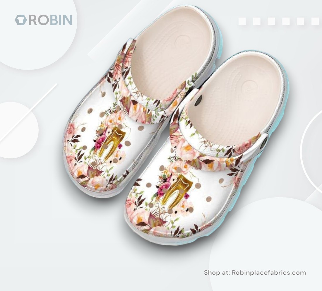 Dental Assistant Floral Dentistry Rubber clog Shoes Comfy Footwear