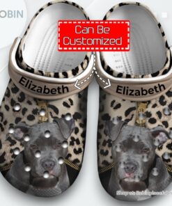 Dog   Pitbull Lovers Personalized Clogs Shoes With Leopard Pattern For Men And Women