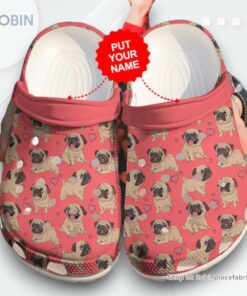 Dog   Pug I Love Pugs Custom Clog Shoes For Men And Women