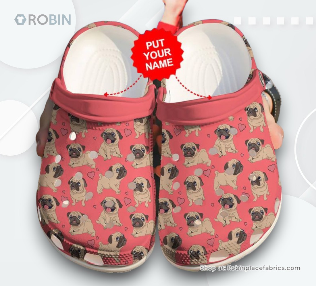 Dog   Pug I Love Pugs Custom Clog Shoes For Men And Women