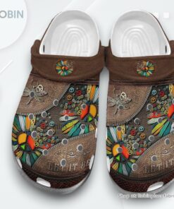 Dragonfly Hippie Daisy Peace Croc Shoes Gift Grandma  Hippie Let It Be Flower Vintage Leather Shoes Croc Clogs Dragonfly Hippie Daisy Peace Croc Shoes Gift Grandma  Hippie Let It Be Flower Vintage Leather Shoes Croc Clogs