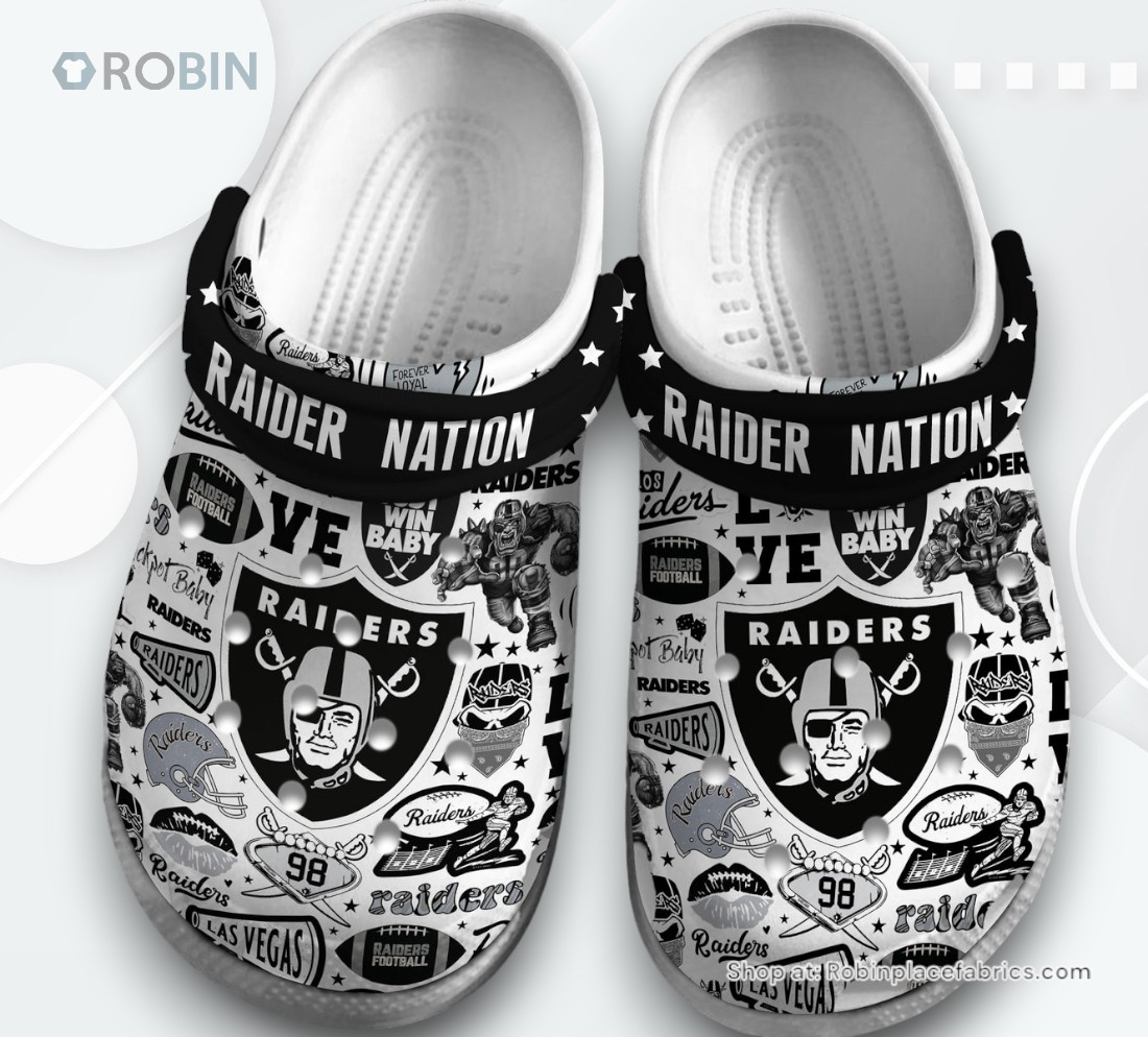 Las Vegas Raiders NFL Sport Classic Crocs Shoes, Las Vegas Raiders Merch Las Vegas Raiders NFL Sport Classic Crocs Shoes, Las Vegas Raiders Merch