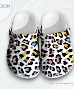 Leopard Print Colorful Glitter Fur Cheetah Gift clog Shoes