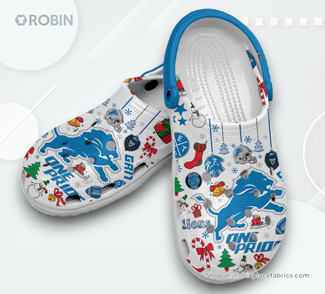 Merry Christmas Detroit Lions NFL Sport Classic Crocs Shoes, Lions Merchandise