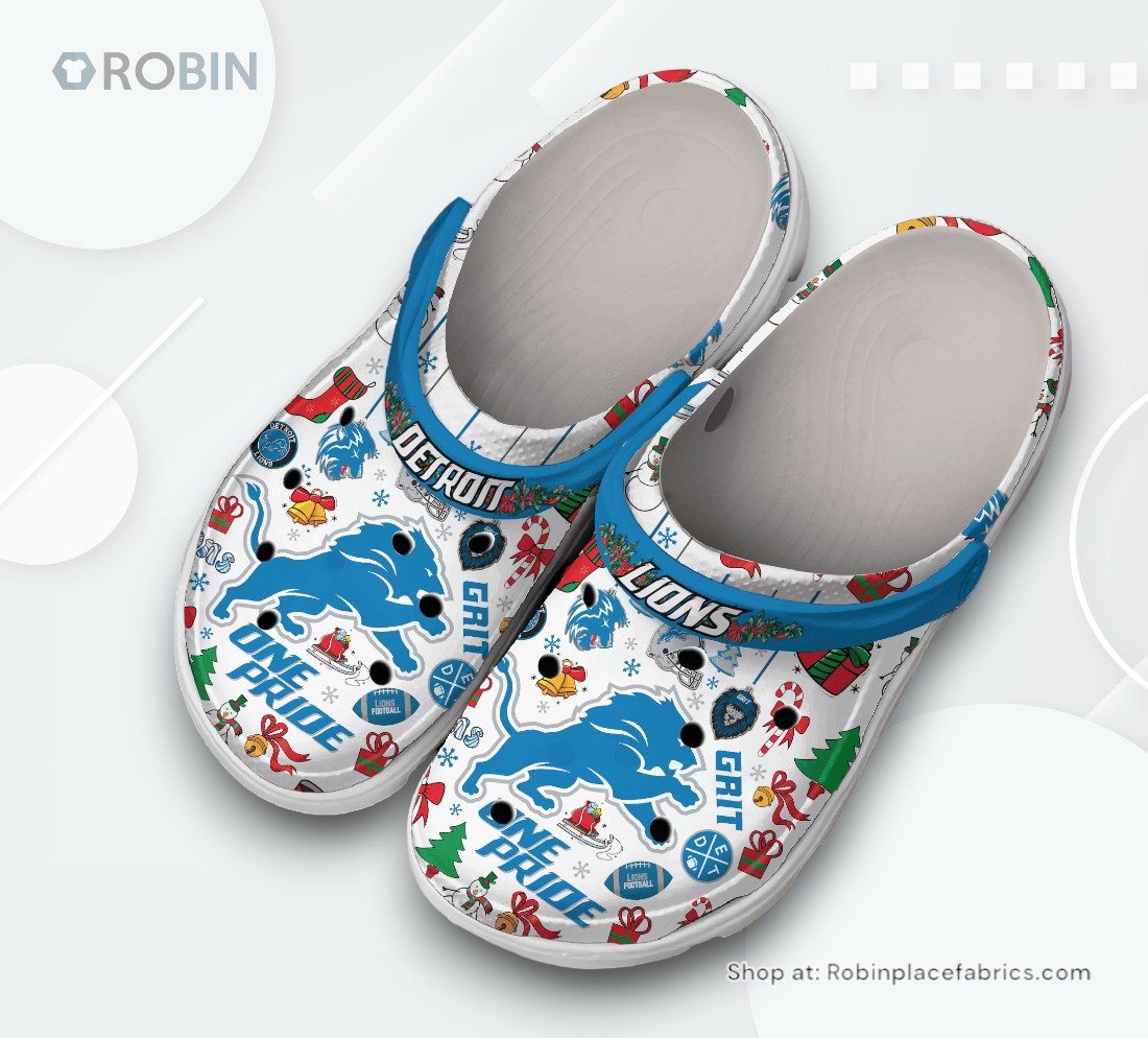 Merry Christmas Detroit Lions NFL Sport Classic Crocs Shoes, Lions Merchandise