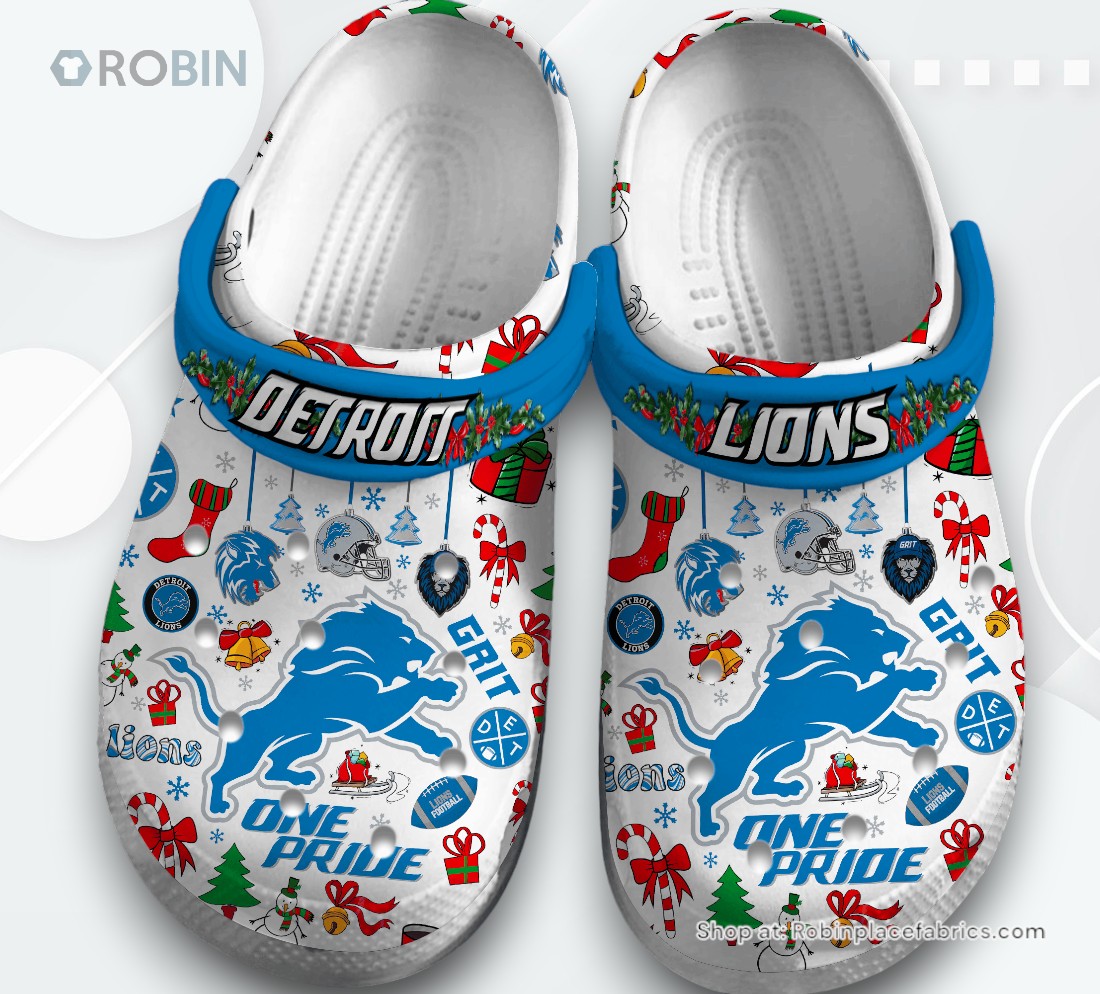 Merry Christmas Detroit Lions NFL Sport Classic Crocs Shoes, Lions Merchandise