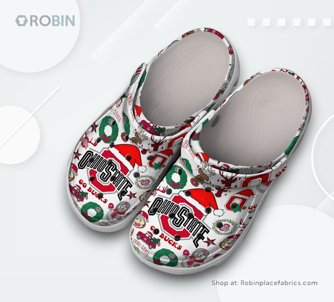 Merry Christmas Ohio State Buckeyes NCAA Sport Classic Crocs Shoes, Ohio State Buckeyes Gifts