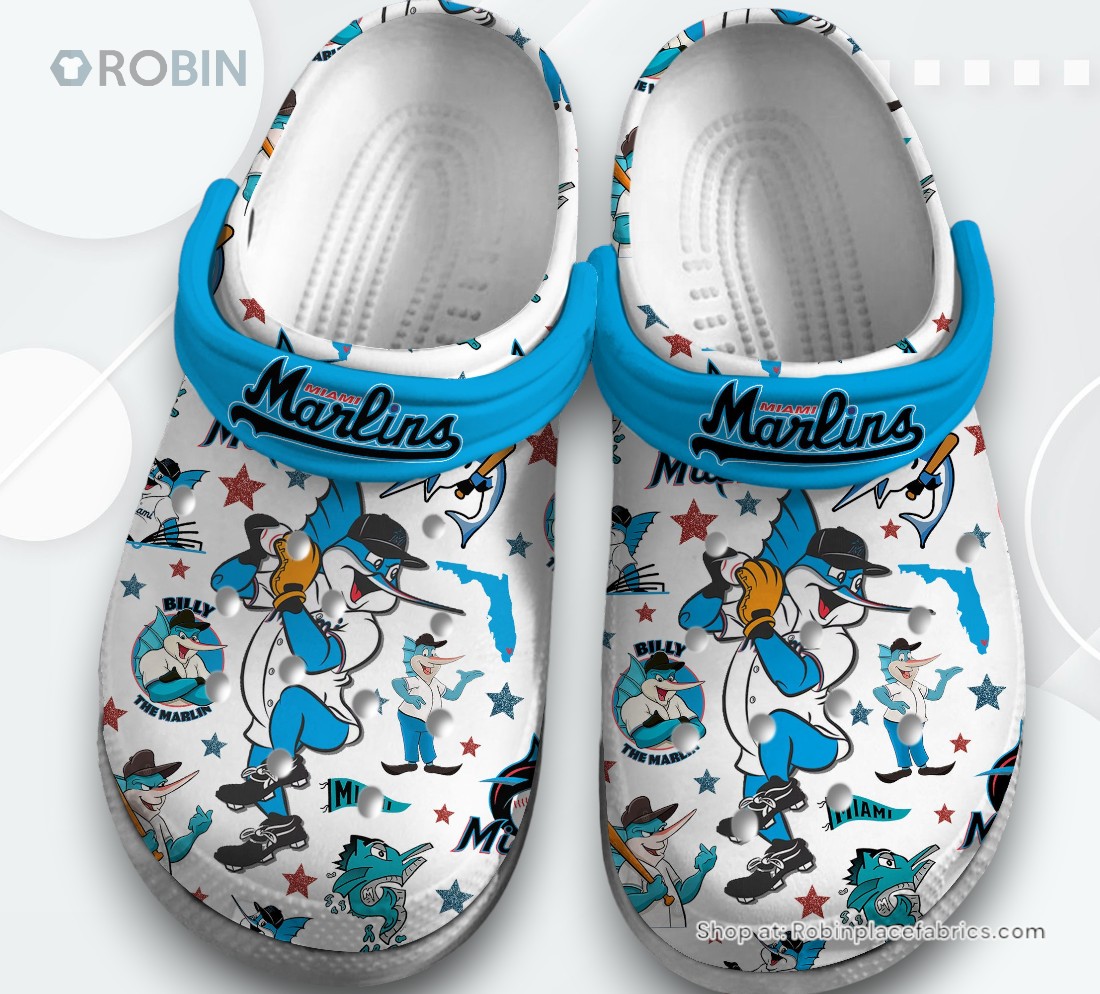 Miami Marlins Baseball MLB Sport Classic Crocs Shoes, Marlins Gear Miami Marlins Baseball MLB Sport Classic Crocs Shoes, Marlins Gear