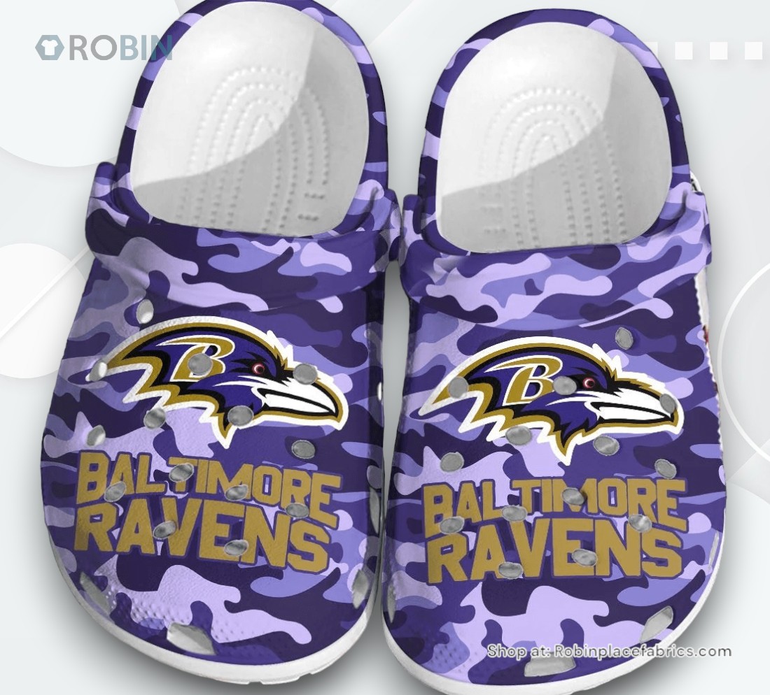 NFL Baltimore Ravens Football Crocs Shoes Clogs Crocband Comfortable For Men Women, Ravens Gear