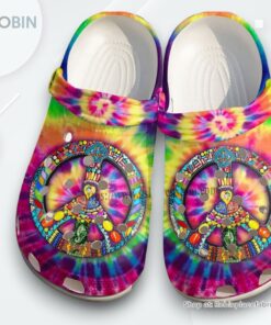 Peace Symbol Hippie Croc Shoes Gift Men Women  Rainbow Hippie Love Peace Shoes Croc Clogs Birthday Girl