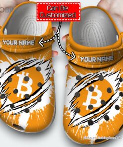 Personalized BTC Coin Ripped Through clog Shoes Crypto