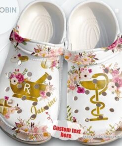 Pharmacist Personalized Floral Classic Clogs Shoes