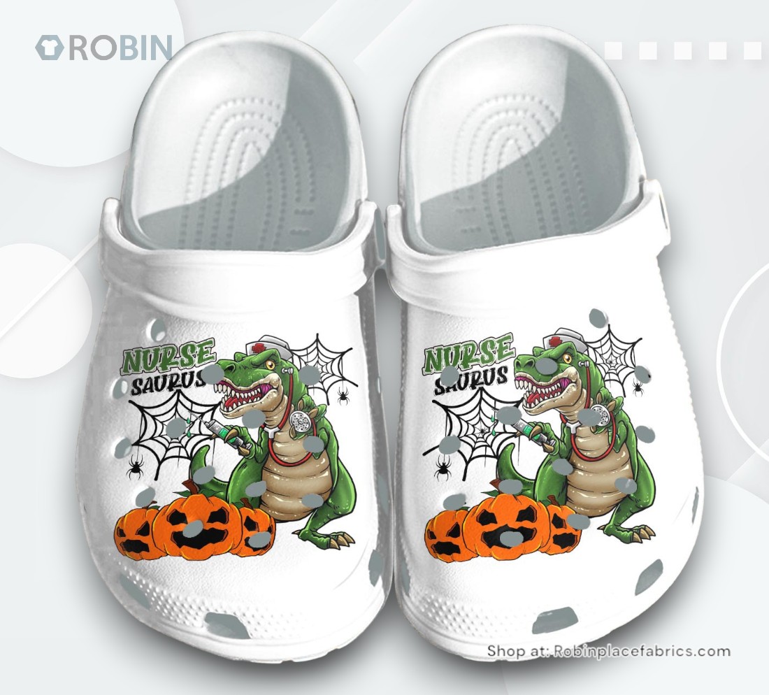 Pumpkin Nurse Dinosaurus Halloween Funny Custom Shoes   Dinosaur Nurse Halloween Cartoon Outdoor Shoes Gift For Men Women