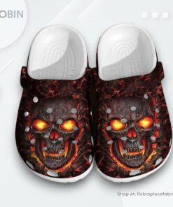 Skull Art Fire Motorcycle Lovers Gift For Motorcyclist Him Her Cool clog Shoes