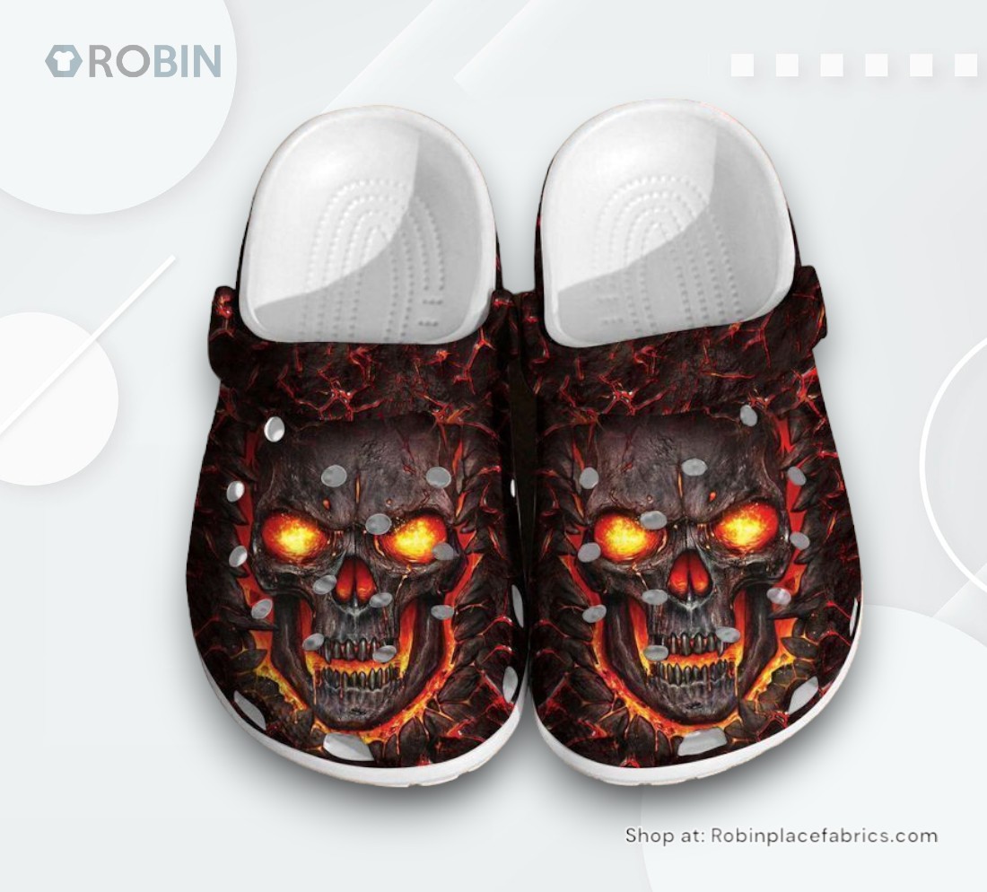 Skull Art Fire Motorcycle Lovers Gift For Motorcyclist Him Her Cool clog Shoes