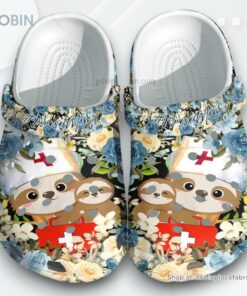 Sloth Nurse Mom Flower Croc Shoes Mother Day Gift  Sloth Mom Hug Daughter Shoes For Nurses