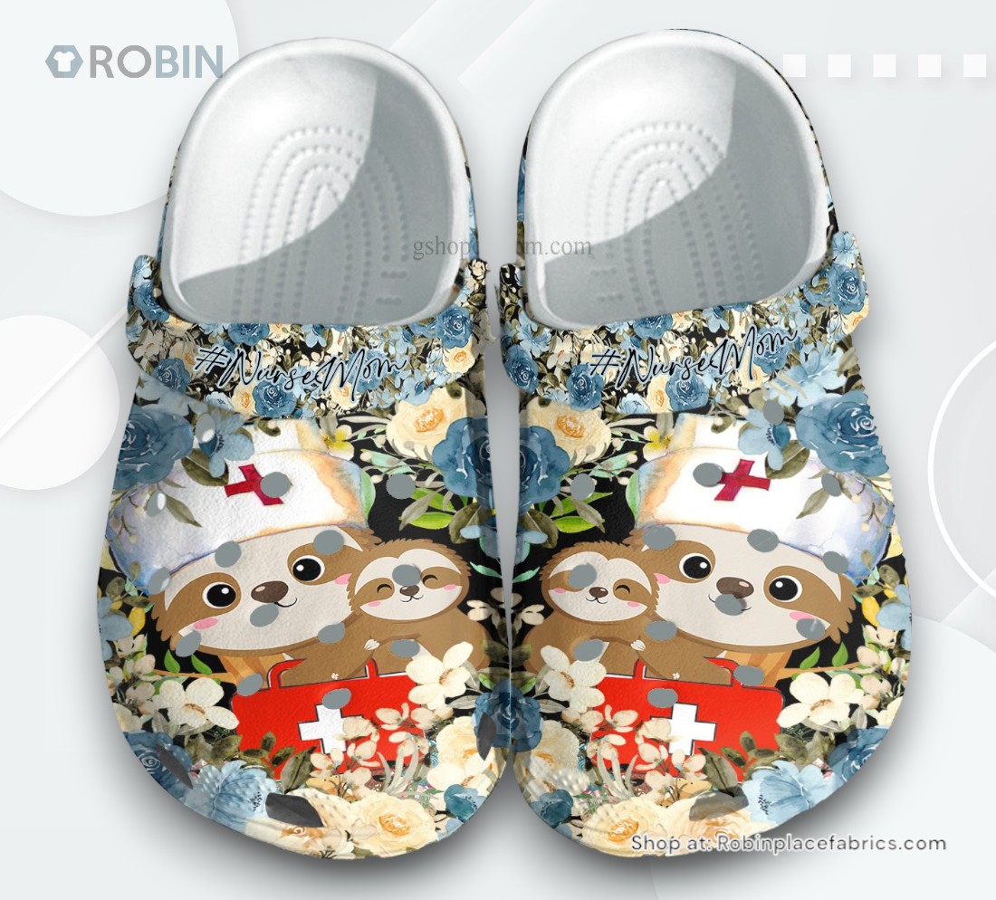 Sloth Nurse Mom Flower Croc Shoes Mother Day Gift  Sloth Mom Hug Daughter Shoes For Nurses
