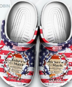 Wine Whiskey Makers Mark America Flag Gift For Lover Rubber clog Shoes Comfy Footwear, Makers Mark Gear